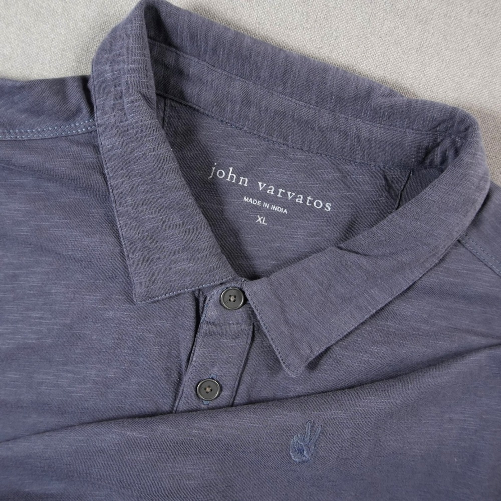 John Varvatos Polo Golf Soft Slub Jersey Peace Sign Logo Men XL Preppy Casual